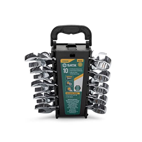 SATA 10 Piece 12 Point Stubby Wrench Set | Metric Sizes 10mm - 19mm| Off Corner Loading | ST08418G - style: 10 Piece