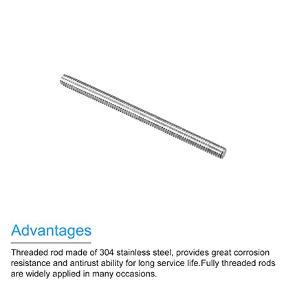 MECCANIXITY Fully Threaded Rod M4 x 55mm 0.7mm Thread Pitch 304 Stainless Steel Right Hand Threaded Rods Bar Studs 5 Pack - size: M4 x 55mm