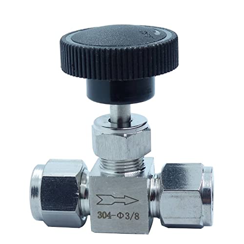 Stainless Steel 304 Instrument Gas Needle Valve 3/8" Tube OD Double Ferrule Compression Fitting 1000 Psi - size: SS304 3/8" OD