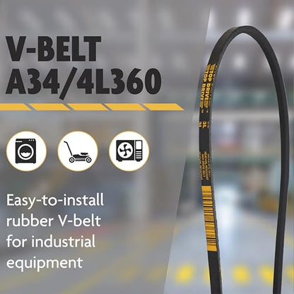 Top Drive A34/4L360, A/4L, Classic Wrapped V Belt, 1/2" x 36" - size: A34/4L360