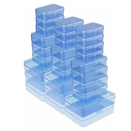 LJY 28 Plastic Boxes, 3 Sizes for Model Parts - color: Blue