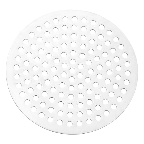 PATIKIL 4" Diameter 304 Stainless Steel Perforated Sheet, 0.16" Hole 19GA Expanded Metal Mesh Round Slices Plate Screen Decorative Meshes for Ventilation Grill Smoking, Silver Tone - size: 4inch