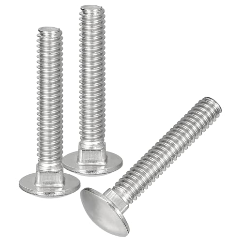 uxcell 1/4-20x1-1/4 Carriage Bolt, 10pcs Round Head Square Neck Screws, 304 Stainless Steel, Fully Threaded, Silver - size: 1/4-20x1-1/4"