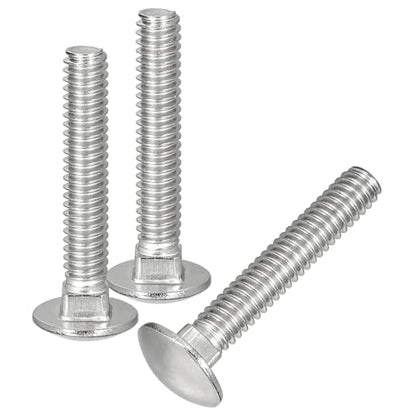 uxcell 1/4-20x1-1/4 Carriage Bolt, 10pcs Round Head Square Neck Screws, 304 Stainless Steel, Fully Threaded, Silver - size: 1/4-20x1-1/4"