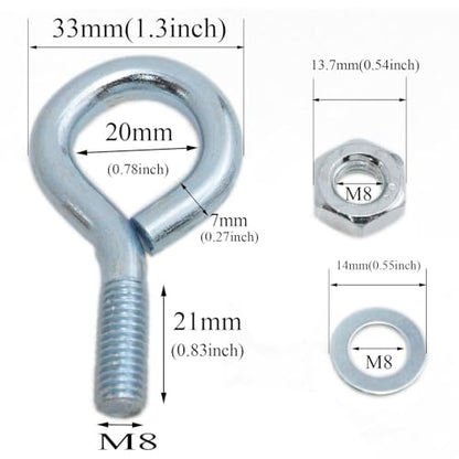 yukata 6 Pack 5/16 x 3/4 Inch Lifting Ring Eye Bolt with Nut and Washer - size: 5/16inch*3/4 Inch