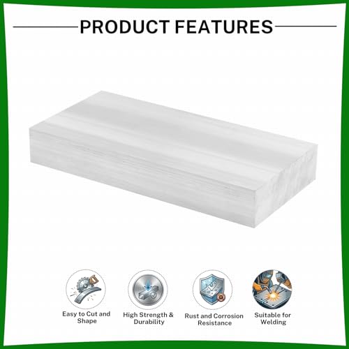 6061 Aluminum Flat Bar, 0.6" Thickness X 2" Width X 4" Length Aluminum Flat Plate, Solid Aluminum Bar for Crafting, Industrial Building - size: 0.6" X 2" X 4"
