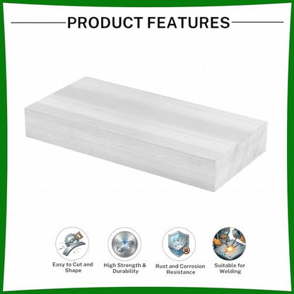 6061 Aluminum Flat Bar, 0.6" Thickness X 2" Width X 4" Length Aluminum Flat Plate, Solid Aluminum Bar for Crafting, Industrial Building - size: 0.6" X 2" X 4"
