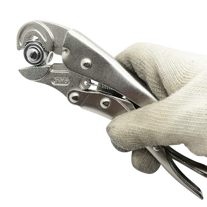 Locking Pliers with Wire Cutter, Cr-Mo Alloy Steel, 3-Side Locking Jaw, Curved Jaw Vise