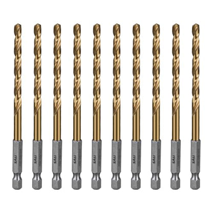 SALI Cobalt Drill Bit Set,10 Pack 13/64 Inch High Speed Steel Hex Shank Jobber Drill Bits, for Hardwood, Aluminum,Metal,Copper,Alloyed Steel - size: 13/64 in