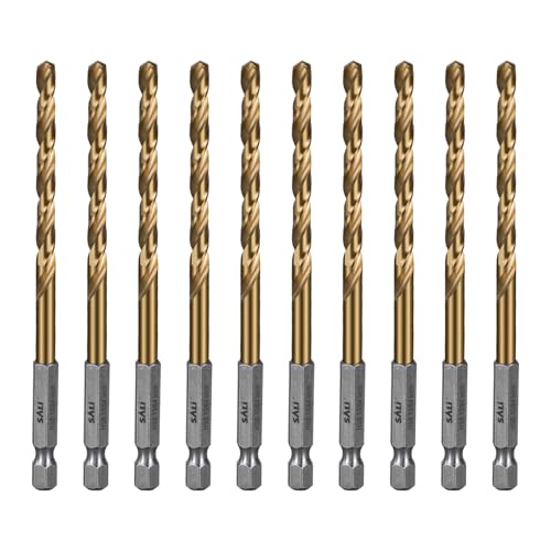 SALI Cobalt Drill Bit Set,10 Pack 13/64 Inch High Speed Steel Hex Shank Jobber Drill Bits, for Hardwood, Aluminum,Metal,Copper,Alloyed Steel - size: 13/64 in