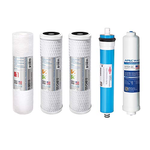 APEC FILTER-MAX90 US Made 90 GPD Complete Replacement Filter Set for Ultimate Series Reverse Osmosis Water Filter System (for Standard 1/4" Output System) - style: Complete Filter Set + 1/4" output