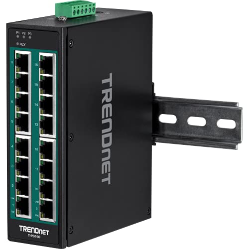 TRENDnet 16-Port Industrial Gigabit PoE+ DIN-Rail Switch TI-PG160 - style: 16 Port Switch