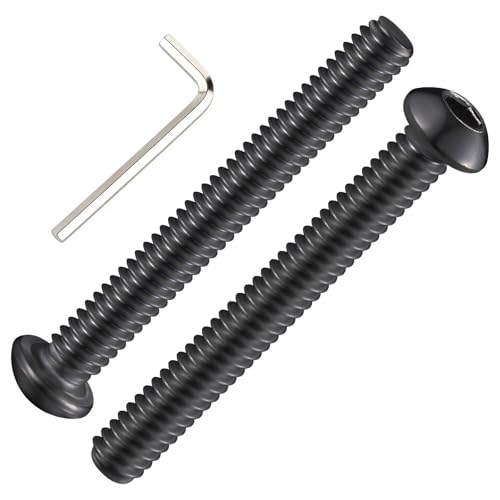 Wensilon (50Pcs) 1/4-20 * 2-1/2 Button Head Socket Cap Bolts Screws, 304 Black Stainless Steel, Allen Hex Drive, Bright Finish, Fully Machine Thread - color: Black, size: B 1/4-20*2-1/2