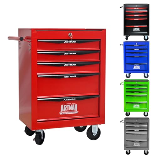5-Drawer Rolling Tool Chest, Lockable for Garage, Red - color: Red, size: 5-Drawers