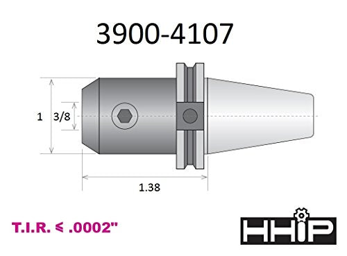 HHIP 3900-4107 3/8 x CAT 40 V-Flange End Mill Holder with 1.38 Gage Depth - size: 3/8" Bore Dia, 1.38" Gage Depth