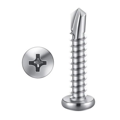 #8 x 5/8" (100 Pack) Stainless Steel Pan Head Self Tapping Screws Phillips Head Self Drilling Screws Sheet Metal Screws, 410 Stainless Steel - size: #8 x 5/8''