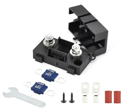 Midi ANS-H Bolt down Fuse Hoder with 2X100A spare fuses, terminals, shrinking tubes, screws and fixig wrench all in one package ideal for Car Van, RV, Trailer and Marine Boat (Midi 100A) - size: Midi 100A