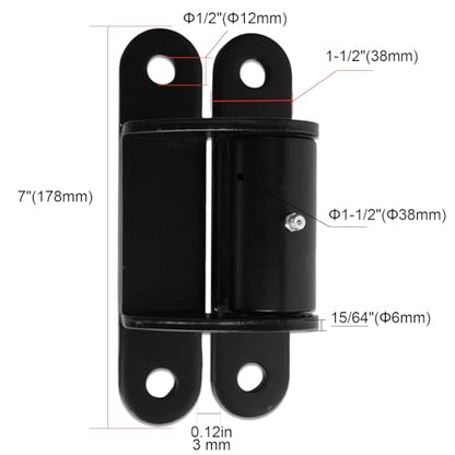 Upgraded 7” Gate Hinges Heavy Duty with Grease Zerk, Face Mount Bearing Gate Hinge Bolt or Weld on Hinges for Large Heavy Driveway Trailer Gates up to 1000 lbs- 1Pair Black 2062P