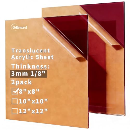 1/8 Thick 8 x 8 inch Translucent Acrylic Sheets - 2 Pack Colored Plexiglass Sheets for Creative DIY Projects Laser Cutting Engraving UV Printed Signs Crafts Badges (2, Brown, 8 x 8 inch) - color: Brown, size: 8x8 inch