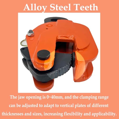 Vertical Plate Lifting Clamp, Vertical Lifting Fixture, 3T/6600LB Lifting Capacity, Alloy Steel Vertical Clamp, Jaw Opening up to 1.57IN, for Lifting and Transporting