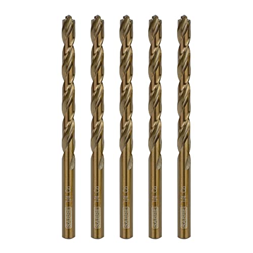 1/4 Inch Cobalt Drill Bits 5pcs Heavy-Duty Metal Drill Bit Set for Steel, Cast Iron (1/4" x 4") - size: 1/4 in (5-Piece Set)