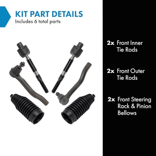 TRQ Front Steering Kit Steering Rack & Pinion Bellow Tie Rod - style: PSA27296