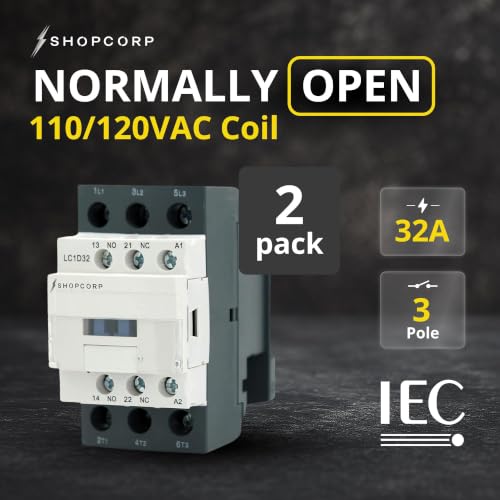 3 Pole AC Contactor 120V Coil 32 Amp Normally Open DIN Rail 2 Pack - style: 2 Pack