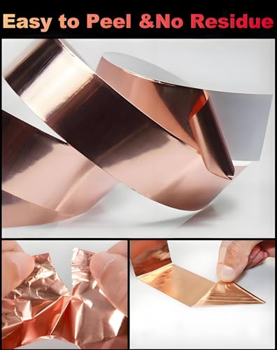 Copper Tape 1Inch x 50 Feet Double Conductive Metal Foil Adhesive Tape for EMI/RFI Shielding, DIY Crafts, Grounding, Stained Glass, Garden, Solder Paper Circuit, Guitar Interference Shield, Duct Wrap - size: 1 Inch x 50 Feet