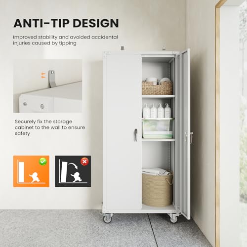 DUMOS 72 Inch Metal Garage Storage Cabinet, Rolling Tool Cabinet