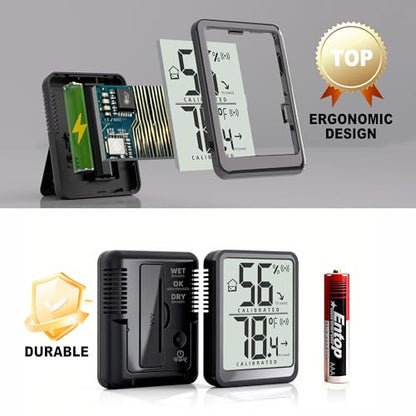 2-Pack Digital Room Thermometer Hygrometer with Battery