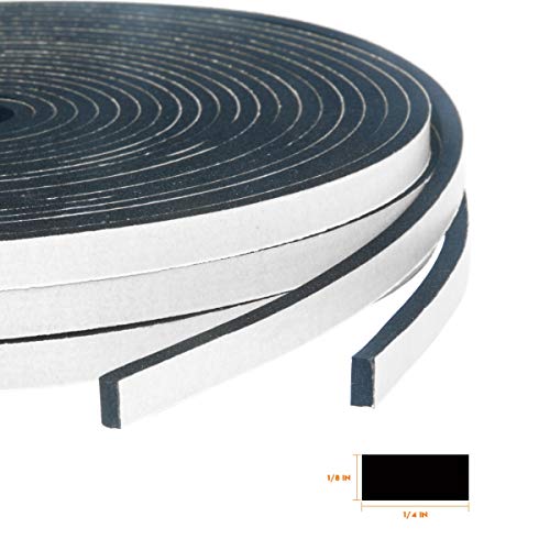 High Resilience Foam Weather Strip, 1/4" x 1/8", Door & Window Seal Tape, 59 Feet (3 Rolls x 19.7ft) - size: 1/4in * 1/8in * 59FT