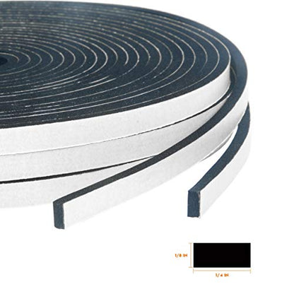 High Resilience Foam Weather Strip, 1/4" x 1/8", Door & Window Seal Tape, 59 Feet (3 Rolls x 19.7ft) - size: 1/4in * 1/8in * 59FT