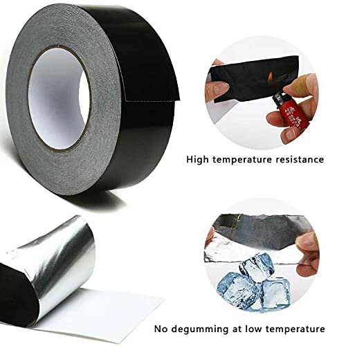 2 Inch 20M Black Aluminum foil Tape, Professional Grade Roll Adhesive Sealing Duct Tape for HVAC, Refrigerator, Freezer, Insulation, Patching Hot & Cold Air Ducts, Sealing, etc. (20M) - size: 20M