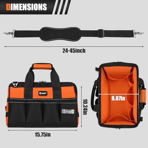 UUP 15" Heavy Duty Tool Bag, 16-Pocket Tool Box Organizer Orange - color: Orange, size: 15.5 Inch
