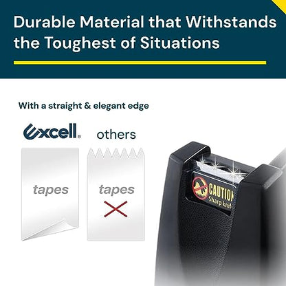 Excell EX-116BK Desk Tape Dispenser, 3/4" Wide, 1" Core, Non-Skid Base