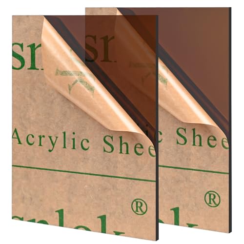 Lesnlok Brown Acrylic Sheets 1/8 inch Thick 3mm 2 Pack 8 x 10 Clear Plexiglass Sheets,for Sign,Craft,Painting,Laser Cutting,DIY Display Projects… (8"x 10", Brown, 2)… - color: Brown, size: 8"x 10"