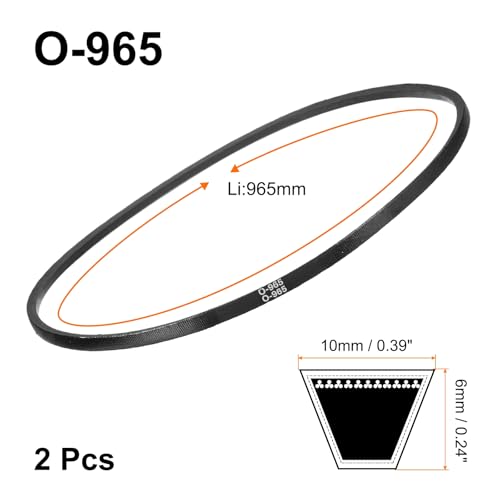 uxcell 2Pcs O-965 O Type V-Belt 965mm/38 Inner Length x 0.39" Width x 0.24" Height, O-Type Closed-Loop Rubber Transmission Belt - size: O-965