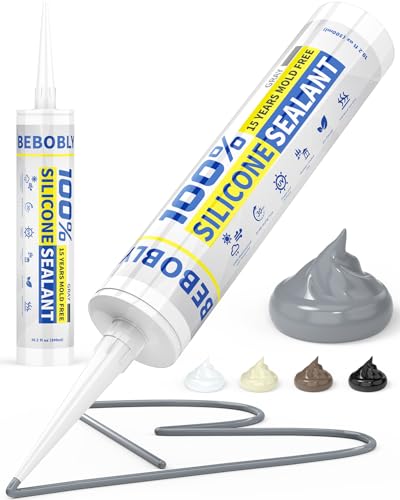 Silicone Caulk & Sealant Gray, 100% Waterproof Silicone Sealant, Shrink & Crack Proof, Silicone Caulking for Kitchen, Bathroom, RV, Interior & Exterior Use, 10.2 FL. OZ/300ML, 1 Pack - color: Gray, size: 1 Pack