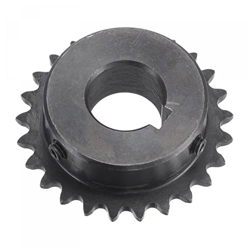 uxcell 25 Tooth Roller Sprocket B Type, #25 Chain, Single Strand 1/4" Pitch, 18mm Bore Black Oxide C45 Carbon Steel, Keyway with Set Screws for ISO 04C - size: 18mm