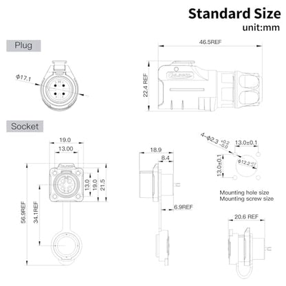 CNLINKO LP12 4-Pin Circular Connector with 1 Meter Cable Assemblies, IP68 Waterproof Industrial Electrical Connector for Outdoor Equipment Automotive Machinery M12 Cylindrical Connectors (4 Pin) - size: 4-Pin, style: Plug with 1M Cable