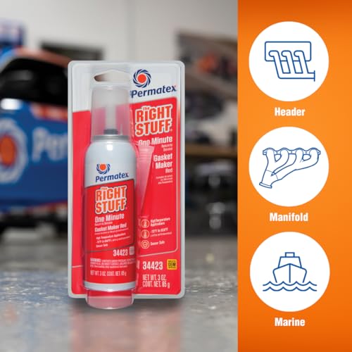 Permatex 34423 Right Stuff 1 Minute Red High Temperature Gasket Maker, 3 oz - size: 3 Fl Oz., style: One Minute