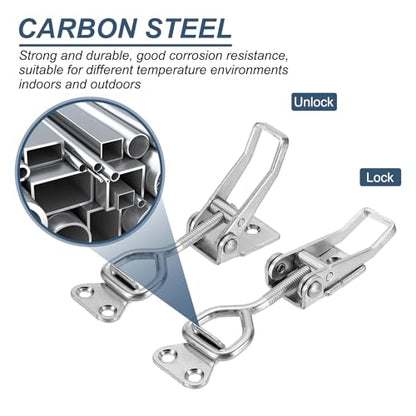 HARFINGTON 2pcs Adjustable Toggle Clamp M6 x 34mm 396lbs Holding Capacity 4002 Style Quick Release Pull Latches Clamps Hasp for Smoker Lid Jig Tool Box Case, Silver - color: Silver, size: M6 x 34mm + 396lbs