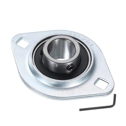 uxcell SBPFL204 Pillow Block Bearings 25/32" Bore Bearing Units Steel Flange Mounted Bearing Housing with Wrench - size: SBPFL204 (ID 25/32")