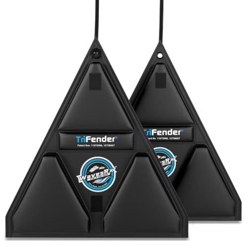 WAVESRX PWC Fender Bumper & Soft Loop Cleats for Safe and Convenient Jet Ski Docking - Patented TriFender Protects Jetski from Dock Rash & Scratches Folding Design with Adjustable Bungee - color: Orca Black