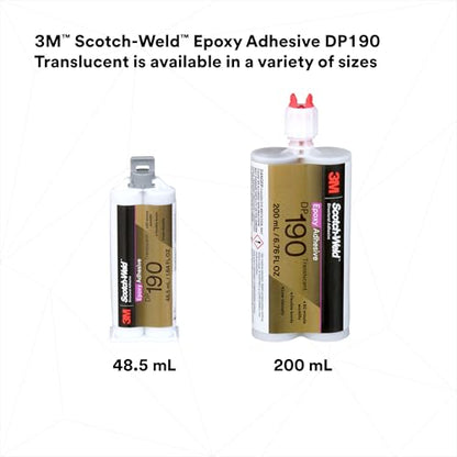 3M Scotch-Weld Epoxy Adhesive DP190, Translucent, 200 mL Duo-Pak, 1 Each, Provides Tough, Strong Bonds Through High Shear and Peel Strength
