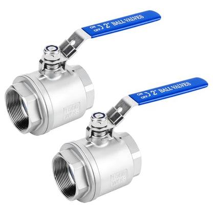 2 Pack 2" Ball Valves NPT Female Valve 304 Stainless Steel Full Port Locking Ball Valve Handle, Heavy Duty Shut Off Valve for Home and Industrial (2 Inch) - size: 2 Inch
