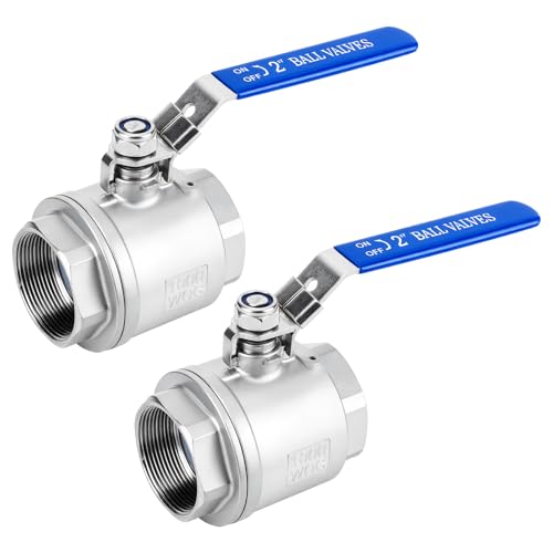 2 Pack 2" Ball Valves NPT Female Valve 304 Stainless Steel Full Port Locking Ball Valve Handle, Heavy Duty Shut Off Valve for Home and Industrial (2 Inch) - size: 2 Inch