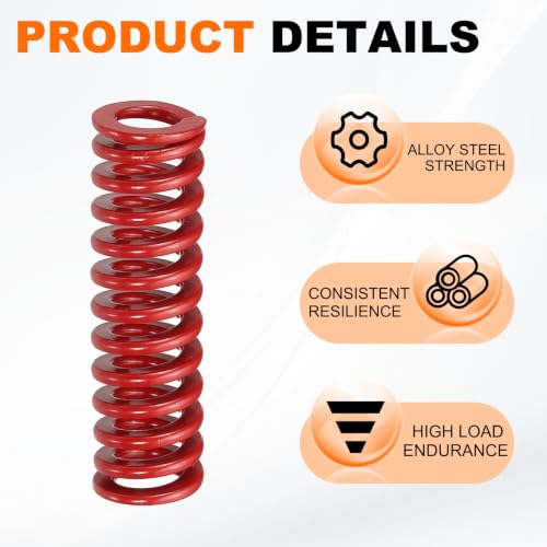 HARFINGTON 2pcs Die Spring 3/8" OD x 1.25" Free Length SMH1005, Red - size: 3/8" OD x 1.25" Free Length