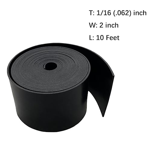 Solid Rubber Strip Roll 1/16 (.062)" Thick X 2" Wide X 10'Long - size: 2"X10'X1/16, style: No Adhesive