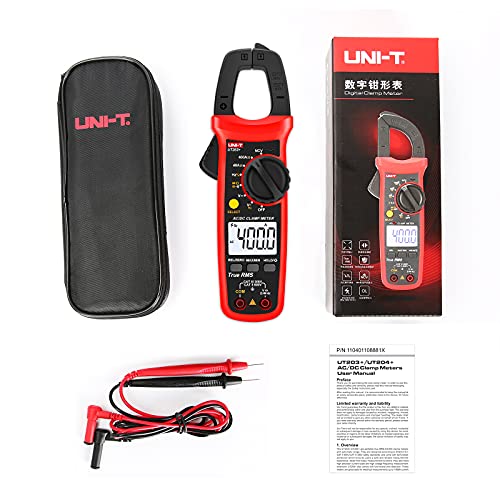 UNI-T Digital Clamp Meter UT203+, AC Current True RMS HVAC Volt Amp Ohm Meter Clamp On Multimeter, Auto Ranging 4,000 Counts NCV AC DC Voltage Frequency Resistance Capacitance Continuity Diode Tester - size: UT203+